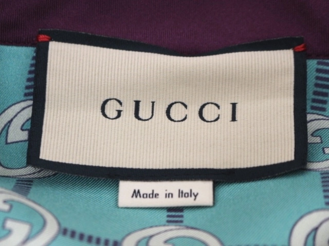 GUCCI グッチ 衣類 インターロッキングシャツ レディース36 ターコイズ/ボルドー シルク 352649 (2148103868610) 【200】