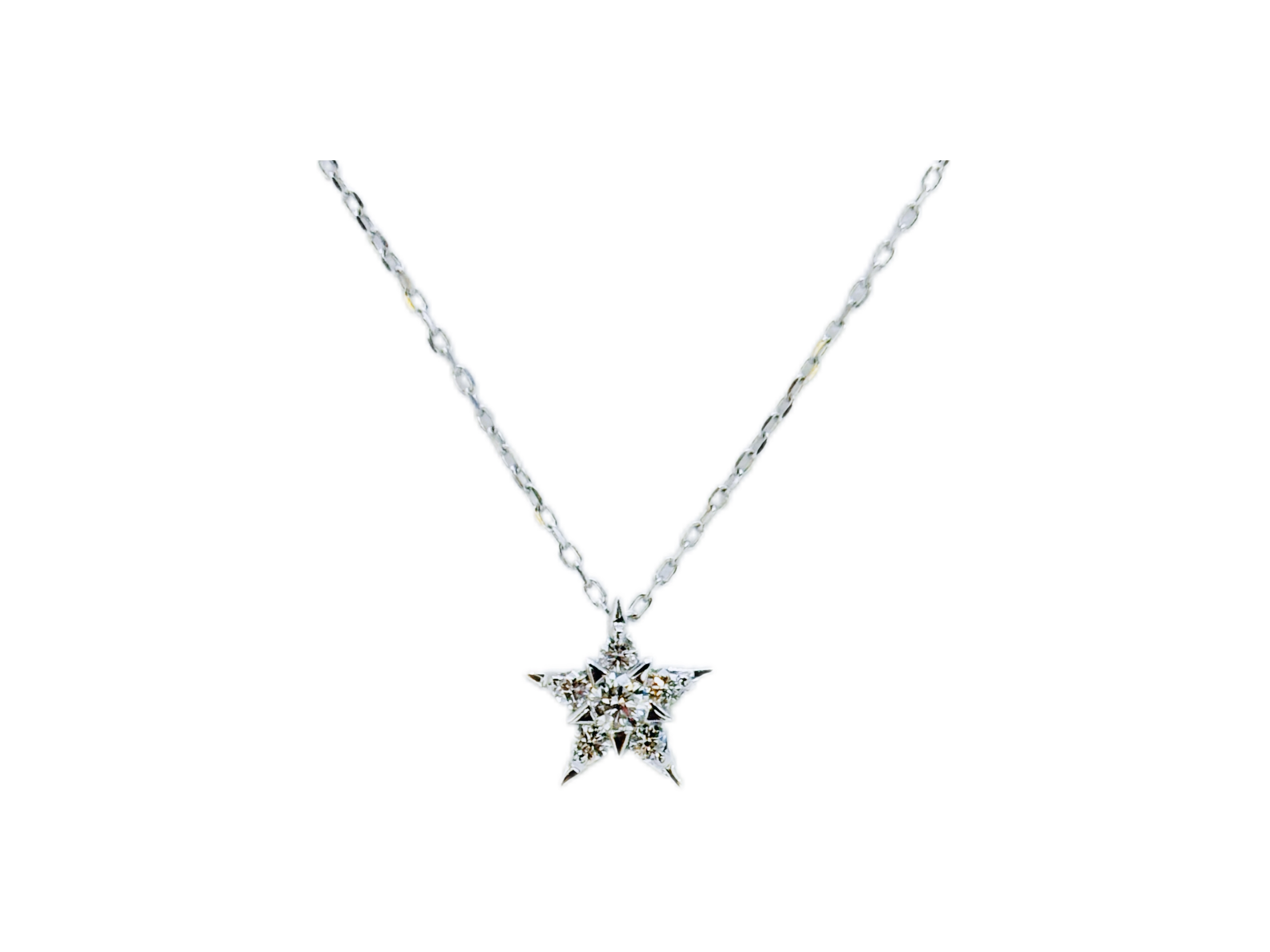 STAR JEWELRY スタージュエリー ネックレス K18WG D0.06ct 約0.9g