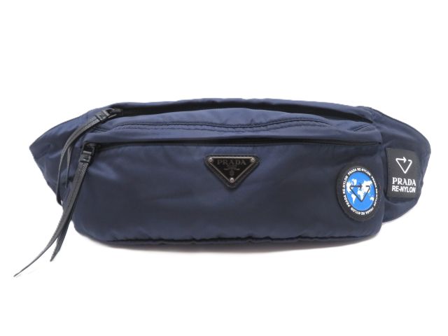 PRADA ウェストポーチ、ネイビー PRADA プラダ Re－nylon ウエストバッグ ネイビー／ブラック ナイロン