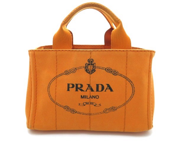 PRADA プラダ バッグ ミニ カナパ ハンドバッグ キャンバス オレンジ