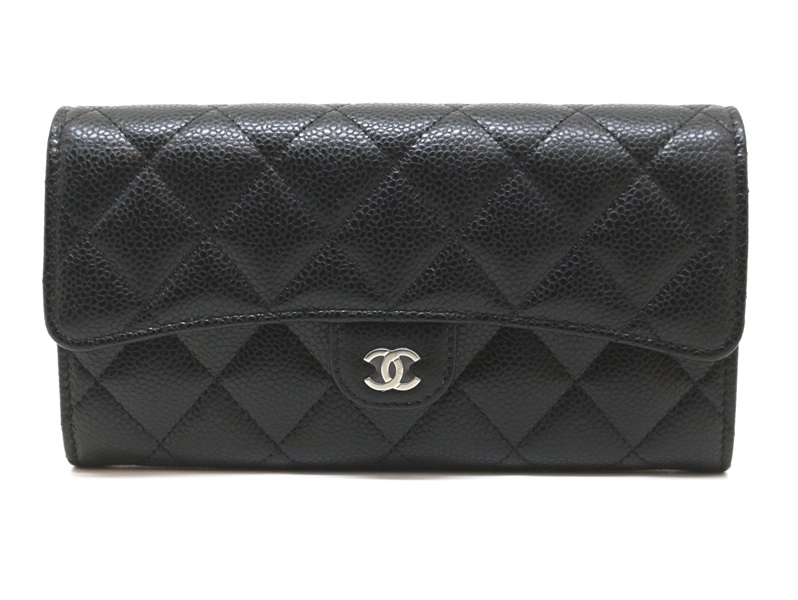 CHANEL シャネル マトラッセ クラシック ロング フラップ ウォレット AP0241 長財布 キャビア ブラック SV シルバー金具  2120000298295【200】 の購入なら「質」の大黒屋（公式）