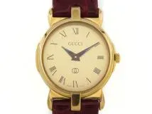 GUCCI　グッチ　3400F　L　ゴールド文字盤　クオーツ　ゴールドメッキ/革　レディース時計【207】2120700013884