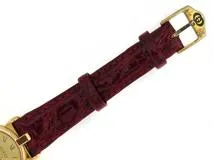 GUCCI　グッチ　3400F　L　ゴールド文字盤　クオーツ　ゴールドメッキ/革　レディース時計【207】2120700013884