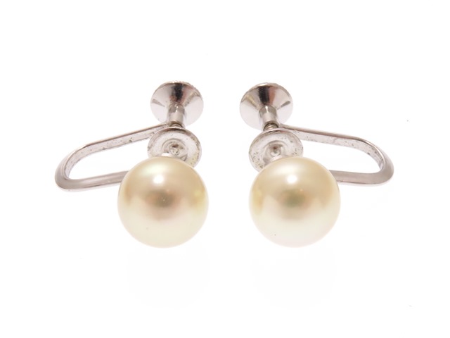 MIKIMOTO ミキモト イヤリング Ｋ14ホワイトゴールド パール 7.5ｍｍ 約3.3ｇ 内箱付き【430】2147200432366  の購入なら「質」の大黒屋（公式）