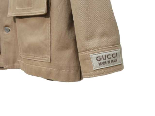 GUCCI　グッチ　GGディテール オーガニックデニムジャケット　メンズ44　ベージュ　コットン　766128
