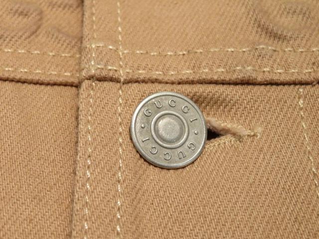 GUCCI　グッチ　GGディテール オーガニックデニムジャケット　メンズ44　ベージュ　コットン　766128