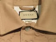 GUCCI　グッチ　GGディテール オーガニックデニムジャケット　メンズ44　ベージュ　コットン　766128