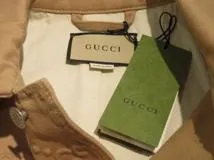 GUCCI　グッチ　GGディテール オーガニックデニムジャケット　メンズ44　ベージュ　コットン　766128
