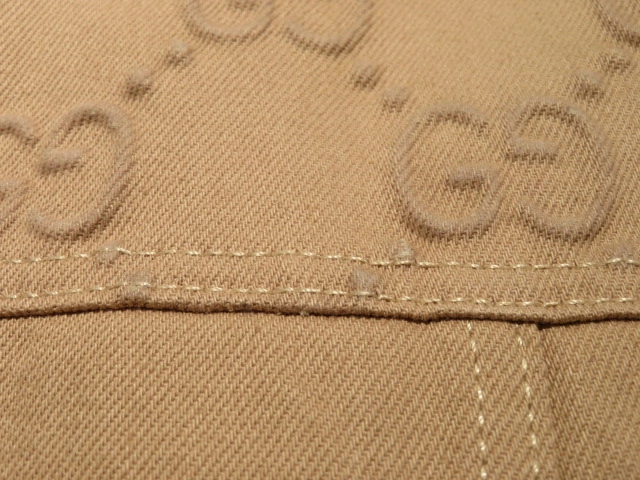 GUCCI　グッチ　GGディテール オーガニックデニムジャケット　メンズ44　ベージュ　コットン　766128