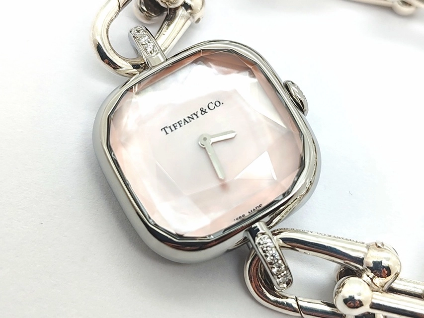 TIFFANY&CO ティファニー ハードウェアウォッチ 74849814 ピンク AG925/SS ダイヤ レディース クォーツ2143000716118【432】