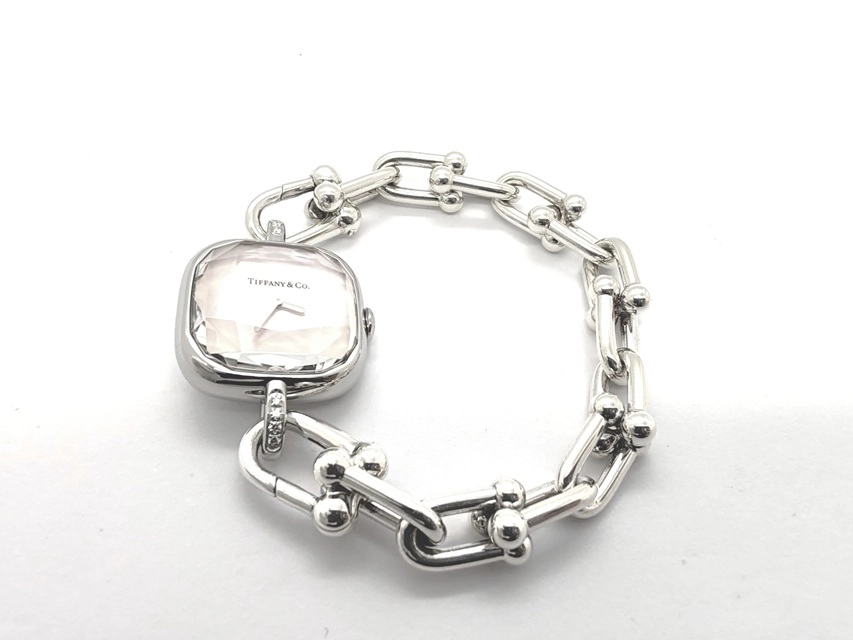 TIFFANY&CO ティファニー ハードウェアウォッチ 74849814 ピンク AG925/SS ダイヤ レディース クォーツ2143000716118【432】