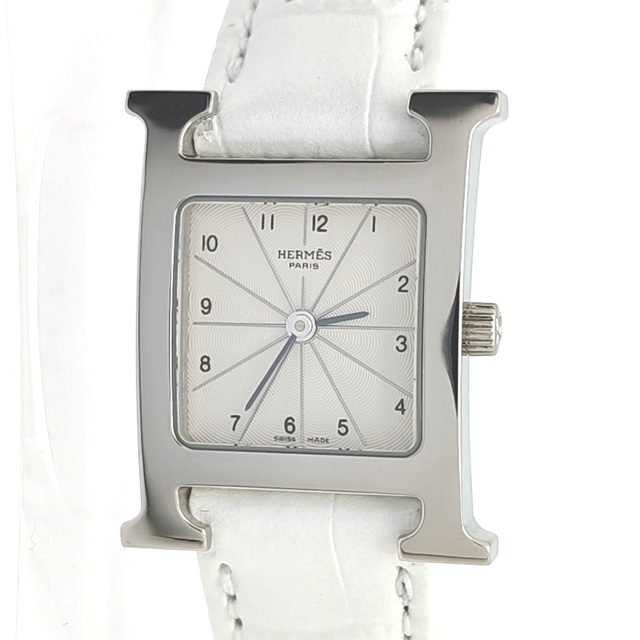 HERMES エルメス Hウォッチ HH1.210 シルバー SS/革 レディース