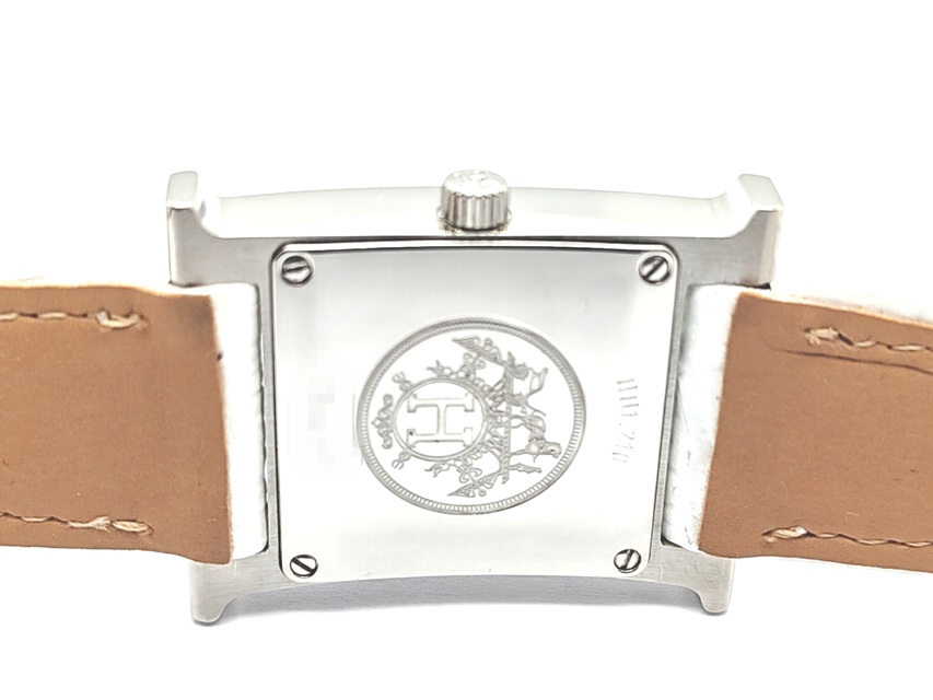 HERMES エルメス Hウォッチ HH1.210 シルバー SS/革 レディース