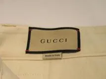 GUCCI　グッチ　GGディテール オーガニックデニムパンツ　メンズ44　ベージュ　コットン　771458　2143200584784　【200】