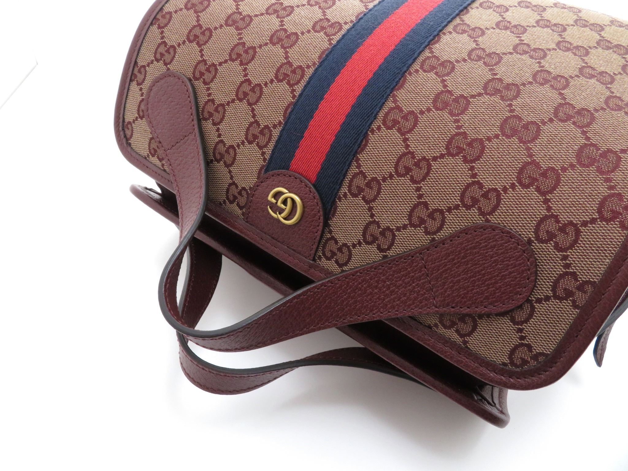 〜最終値下げ〜GUCCI アイレット付きキャンバスベルト グリーン/レッド Authentic Gucci Web Green/Red Canvas Silver Interlocking G