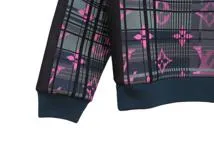 LOUIS VUITTON　ルイヴィトン　モノグラムジャカードスウェットシャツ　メンズS　ブラック/ネイビー/ピンク　1A8P0J　2143100335103　【432】