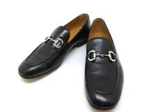 GUCCI レザー ローファー 約26.0cm 靴 シューズ メンズ ブラック GUCCI - 美品 グッチ GUCCI ローファー モカシン ホースビット