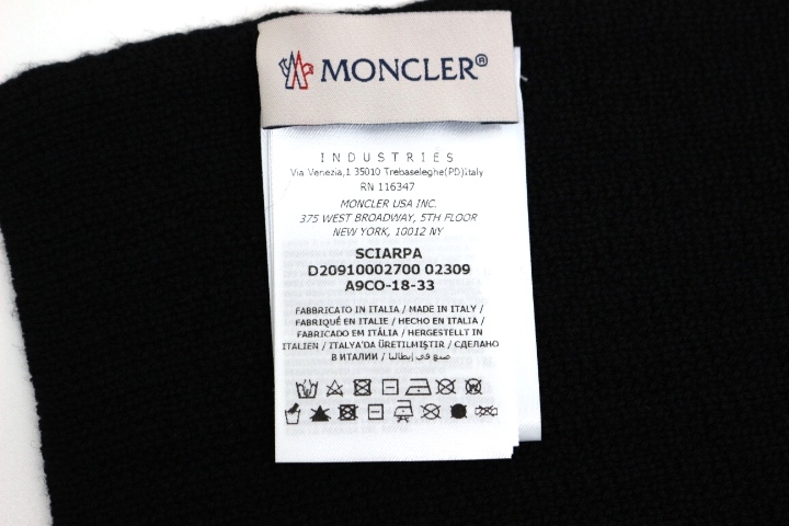 MONCLER モンクレール マフラー SCIARPA ブラック ウール 2018年