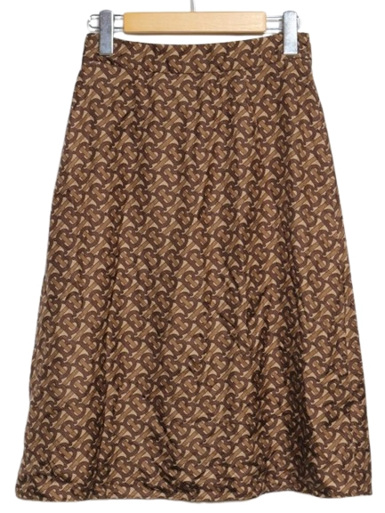BURBERRY バーバリー 衣類 TBモノグラム スカート レディースUK6 ブラウン/ブラック/ホワイト シルク 8018547  2148103905858 【200】