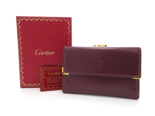 Cartier カルティエ 小物 財布 マストライン がま口財布 三つ折り ボルドー レザー【473】の購入なら「質」の大黒屋（公式）