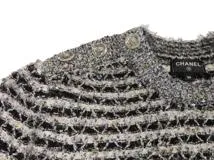CHANEL　シャネル　アシンメトリーワンピース　レディース36　シルバー/ブラック　シルク/カシミヤ　P76127　2147100532357　【432】