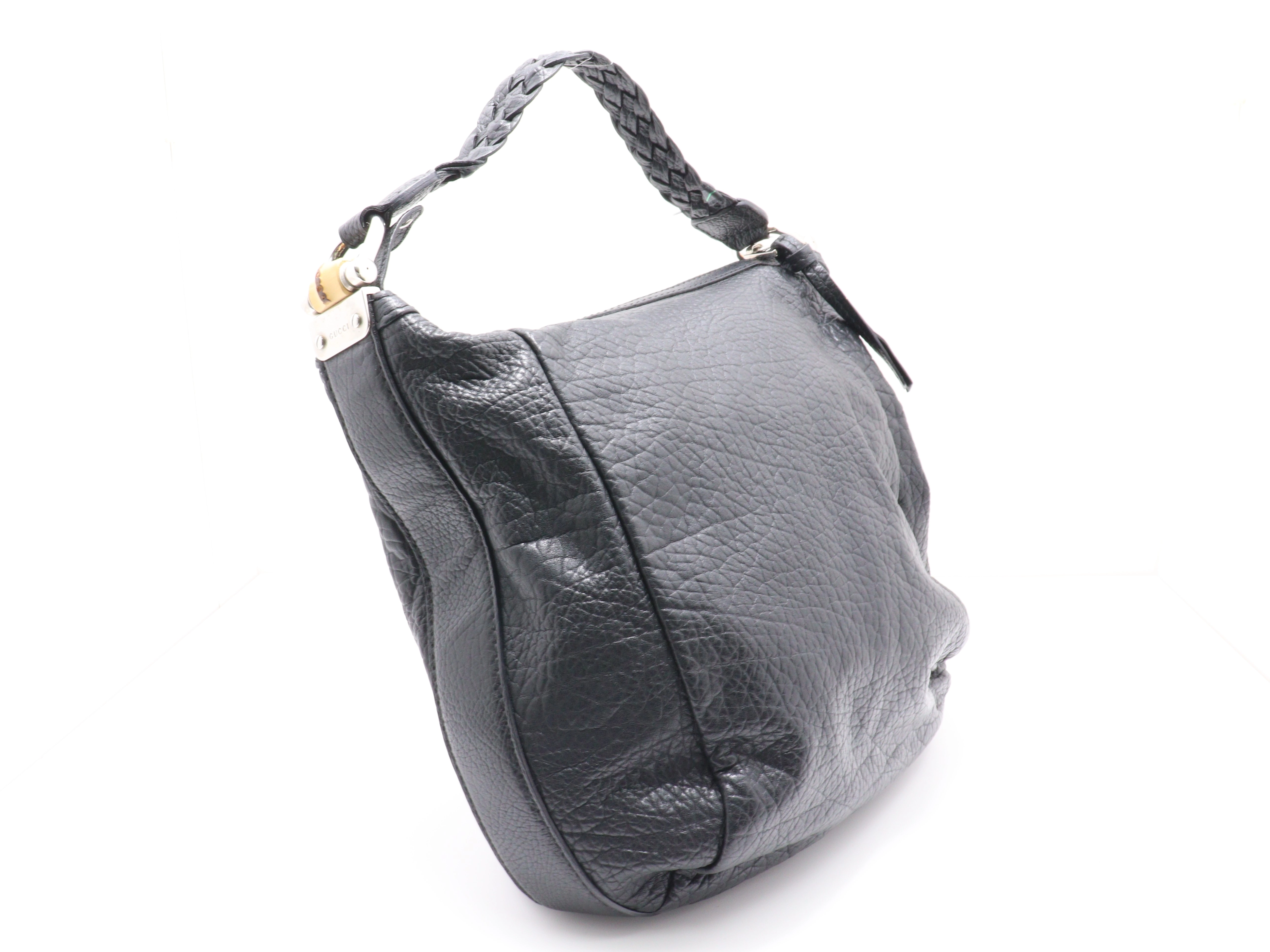 グッチ　GUCCI　バンブー ワンショルダー ブラック レザー【471】I