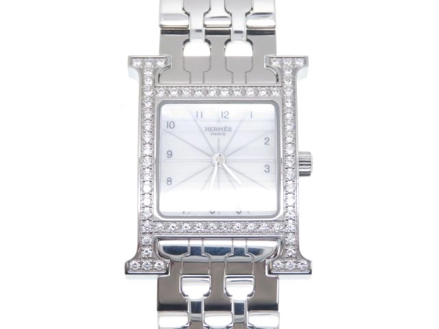 HERMES エルメス Hウォッチ SS ダイヤベゼル HH1.230 クォーツ