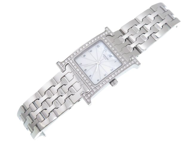 HERMES エルメス Hウォッチ SS ダイヤベゼル HH1.230 クォーツ