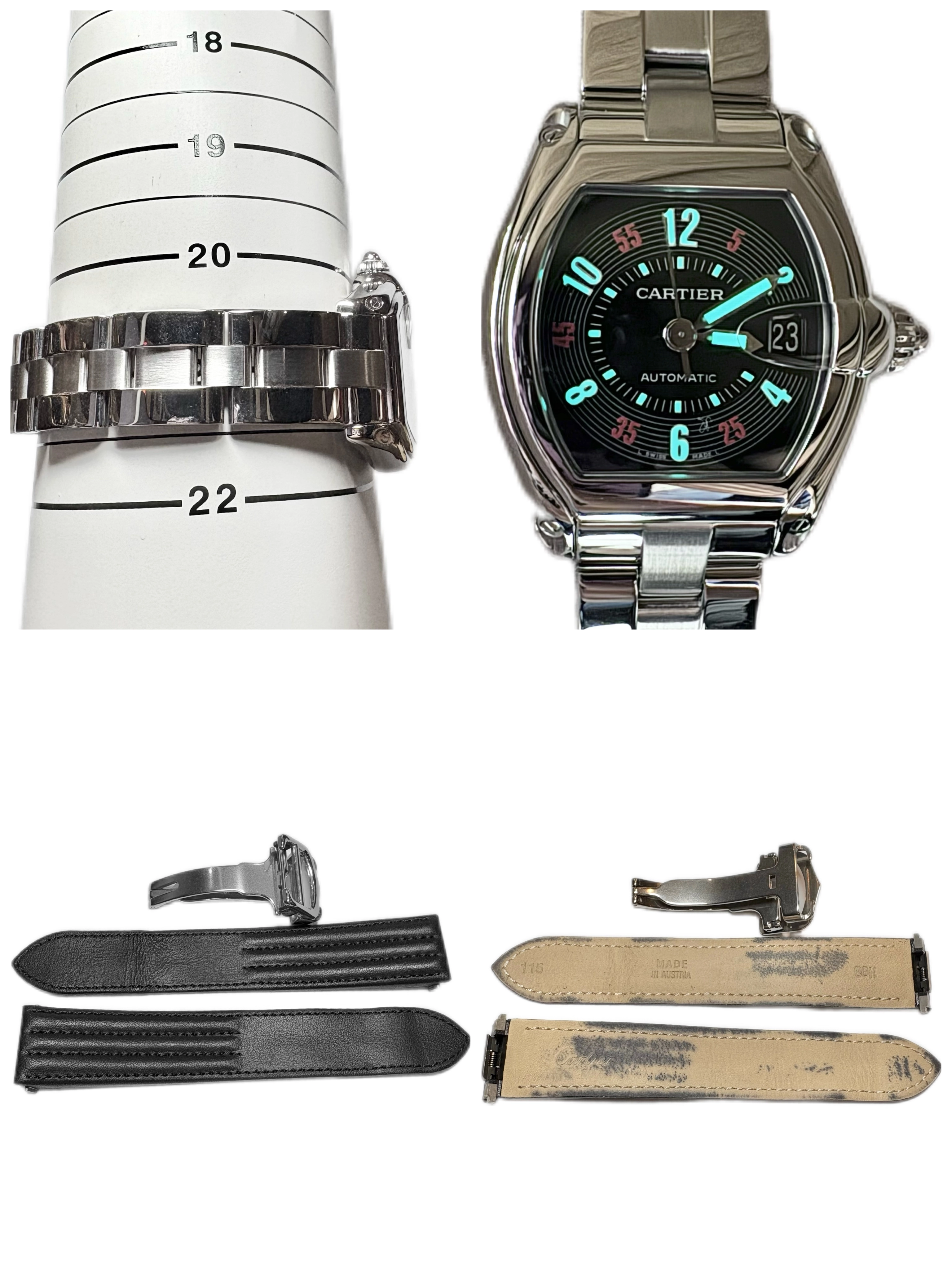 CARTIER カルティエ ロードスター LM ブラック ステンレス W62002V3 メンズ 自動巻き 2148103873331 【432】