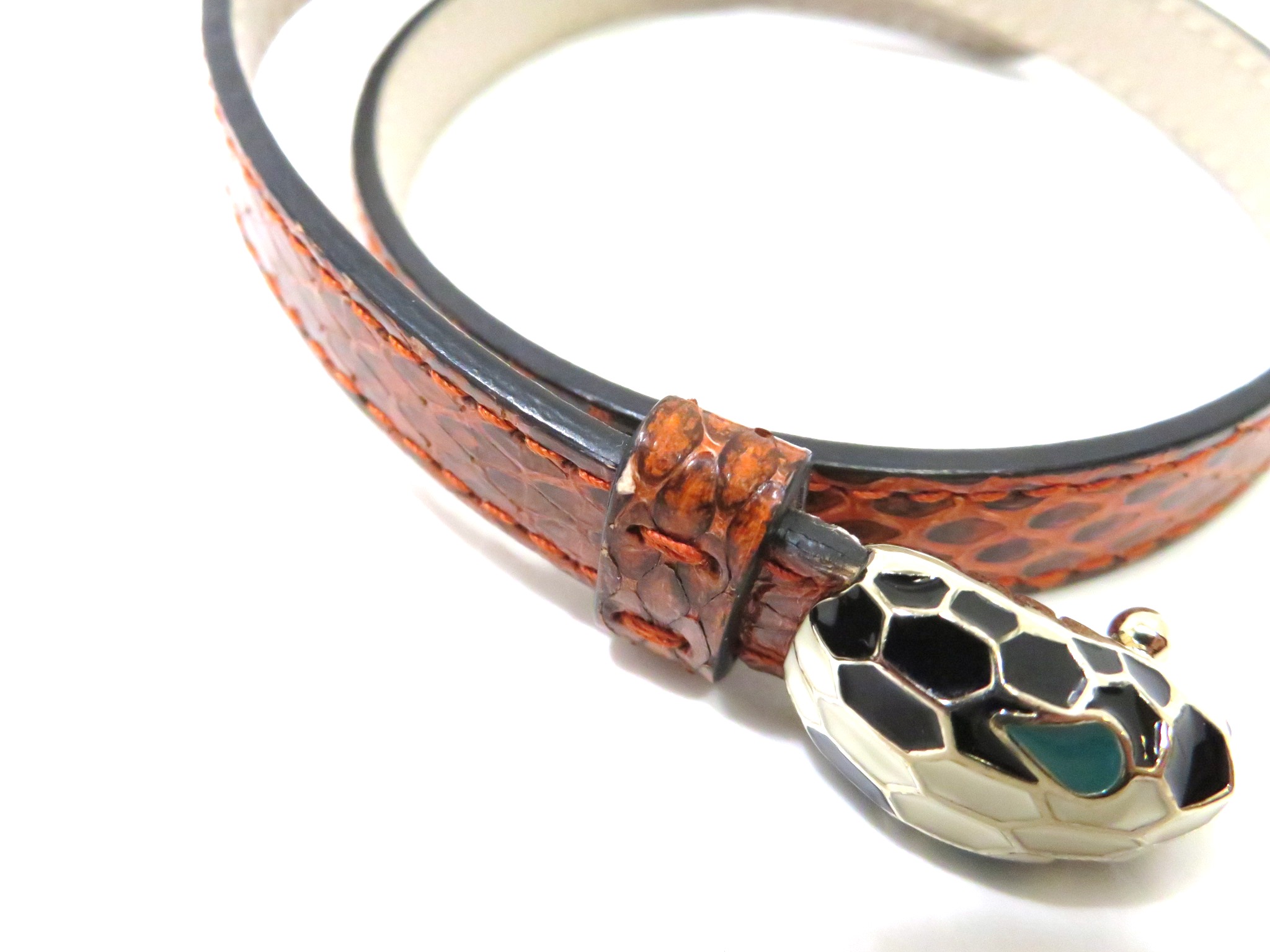 美品　BVLGARI ブルガリ セルペンティ ブレスレット　オレンジ　レザー 美品 BVLGARI ブルガリ セルペンティ ブレスレット オレンジ レザー