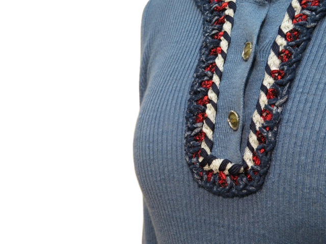 CHANEL　シャネル　ニット　レディース34　ブルー　リネン/レーヨン　P45347K04797　2148103721120　【432】