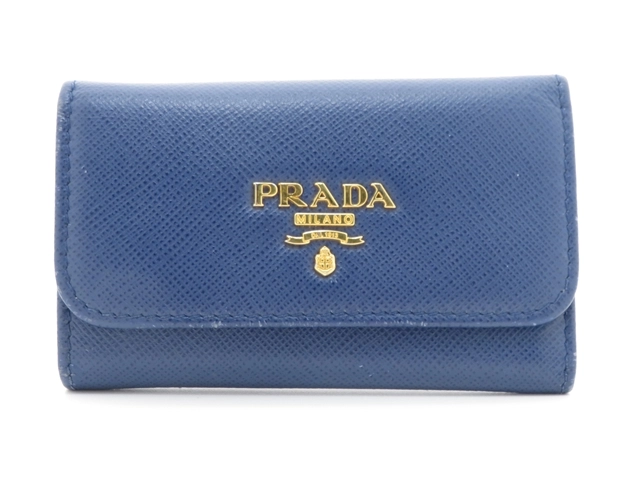 PRADA プラダ 6連キーケース 1PG222 ネイビー サフィアーノ ...