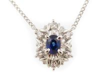 JEWELRY　ノンブランドジュエリー　ネックレス　PT900/PT850　プラチナ　サファイア0.25ct　ダイヤモンド0.05ct　約3.2g【207】2147400277484