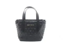 JIMMY CHOO ジミーチュウ バッグ エンボススタッズ ミニ・サラ トートバッグ ブラック カーフ 2147200475363 【437】  の購入なら「質」の大黒屋（公式）