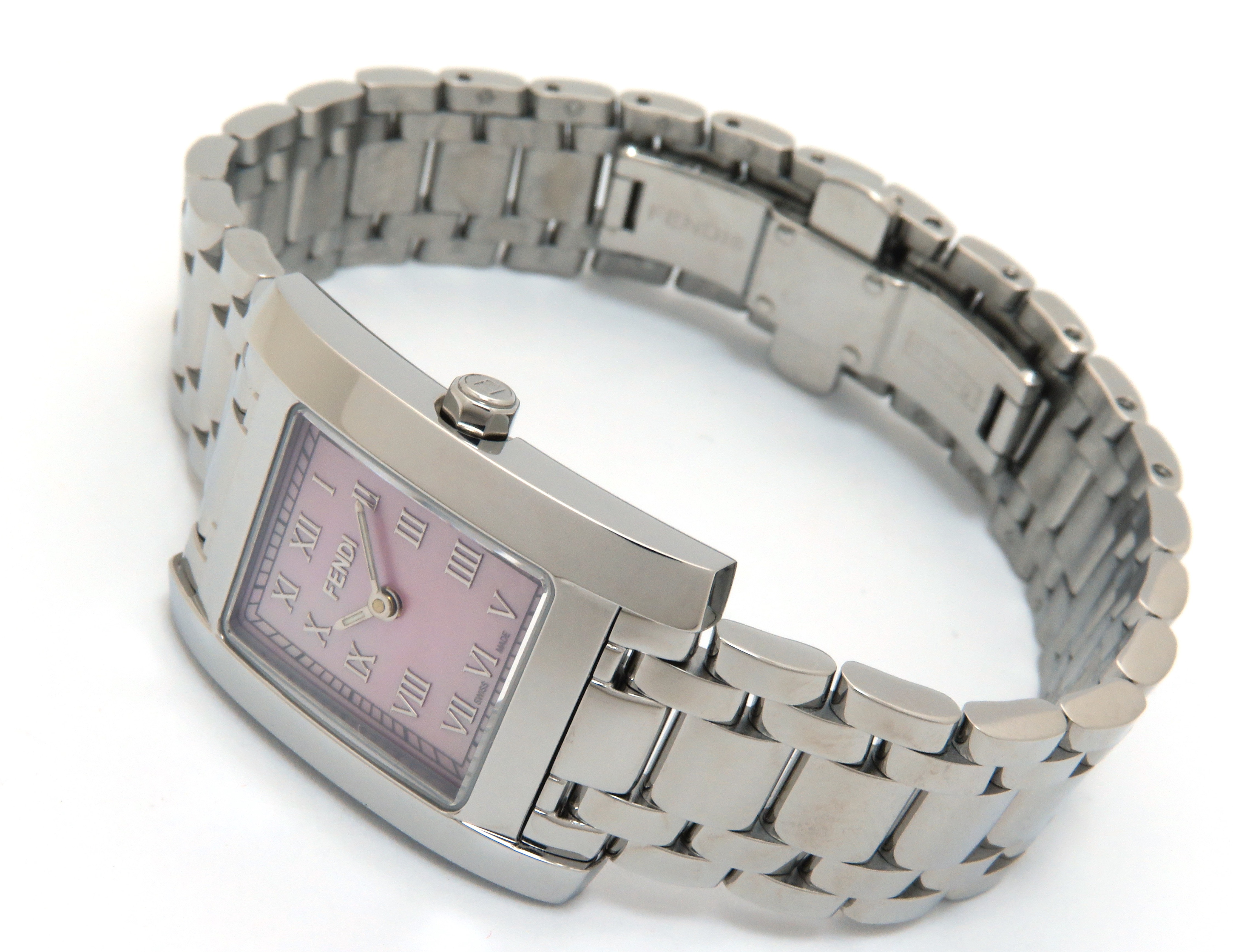 FENDI 腕時計 L 4Pダイヤ シェル盤 ピンク×シルバー アナログ