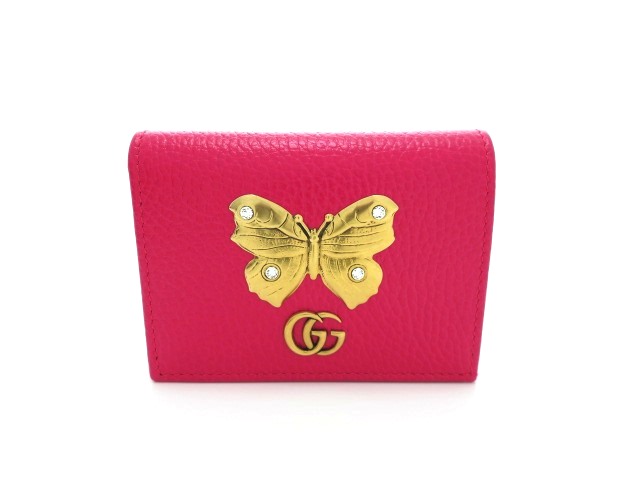 Gucci グッチ 財布 小物 バタフライ コンパクトウォレット 二つ折り財布 ピンク カーフ 473 の購入なら 質 の大黒屋 公式