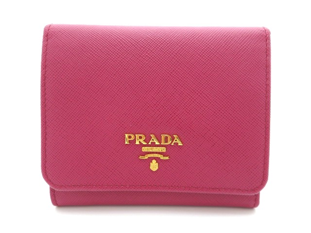 PRADA プラダ サイフ・小物 三つ折財布 財布 ピンク サフィアーノ