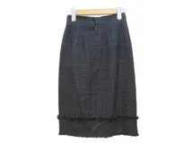 CHANEL　シャネル　ツイードスカート　レディース34　ブラック　シルク/リネン　P35435V25220　2148103748578　【432】