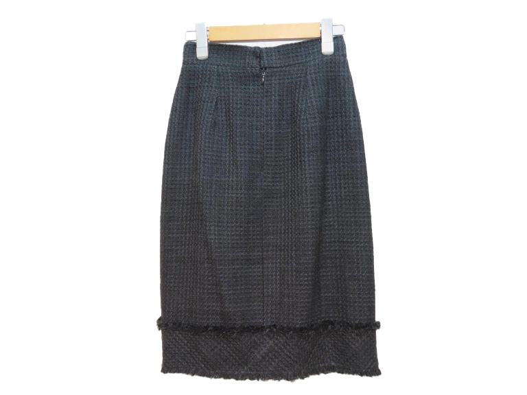 CHANEL　シャネル　ツイードスカート　レディース34　ブラック　シルク/リネン　P35435V25220　2148103748578　【200】