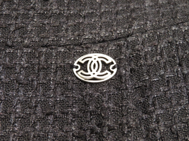 CHANEL　シャネル　ツイードスカート　レディース34　ブラック　シルク/リネン　P35435V25220　2148103748578　【200】