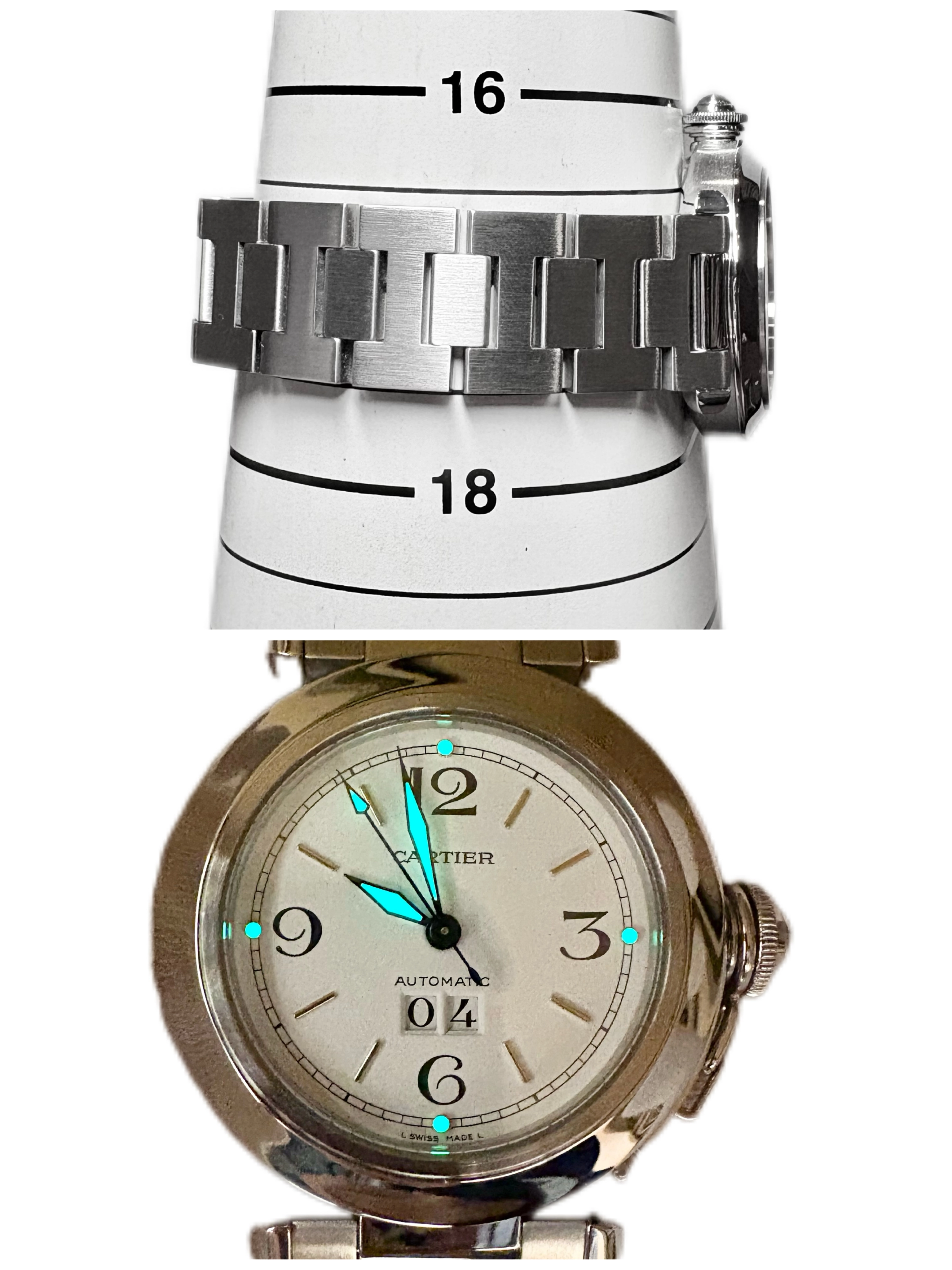 CARTIER カルティエ パシャC ビッグデイト ホワイト ステンレス W31044M7 メンズ 自動巻き 2148103928512 【432】