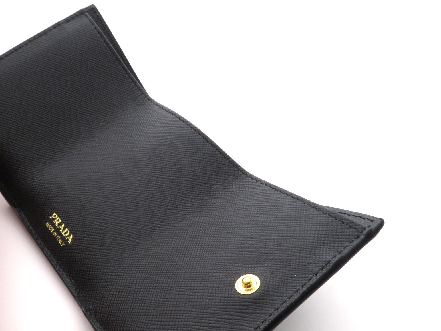 PRADA プラダ 三つ折コンパクト財布 ブラック サフィアーノレザー