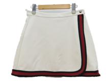 GUCCI　グッチ　ライントリムミニスカート　レディースL　オフホワイト/ネイビー/レッド　ナイロン　410419-X5741　2148103748905　【432】