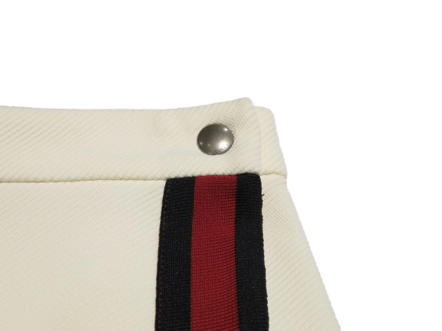 GUCCI　グッチ　ライントリムミニスカート　レディースL　オフホワイト/ネイビー/レッド　ナイロン　410419-X5741　2148103748905　【432】