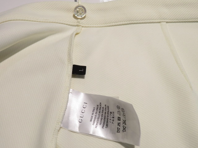 GUCCI　グッチ　ライントリムミニスカート　レディースL　オフホワイト/ネイビー/レッド　ナイロン　410419-X5741　2148103748905　【432】