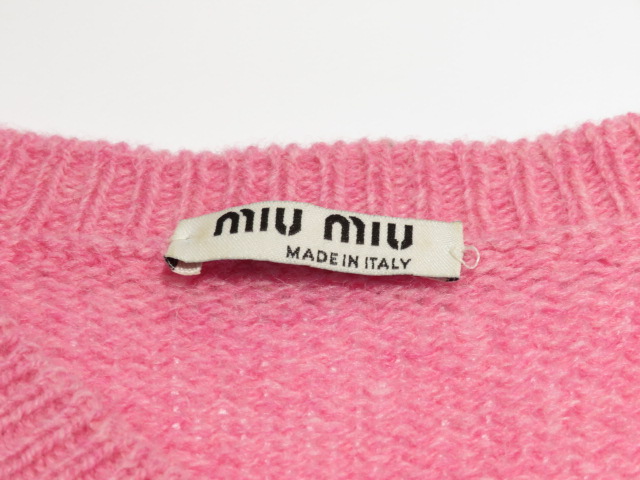 MIUMIU ミュウミュウ ビジューフラワーリボンカーディガン