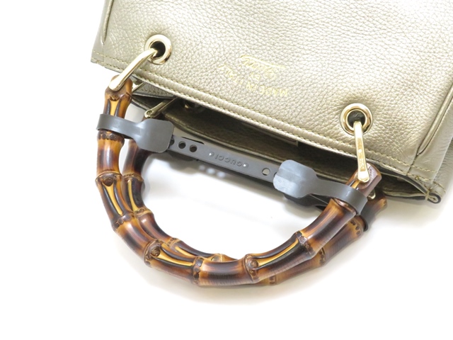 腕輪　ラグジュアリー GUCCI グッチ バンブー 2wayバッグ 336032 シャンパンゴールド