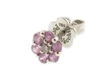 Ponte Vecchio　ポンテヴェキオ　ピアス　K18ホワイトゴールド　ピンクサファイア　ダイヤモンド0.02ct　約0.8g　片耳用【432】2147100557749