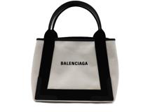 BALENCIAGA　バレンシアガ　ネイビーカバスＳ　ナチュラル/ブラック　キャンバス/レザー　【471】　Y