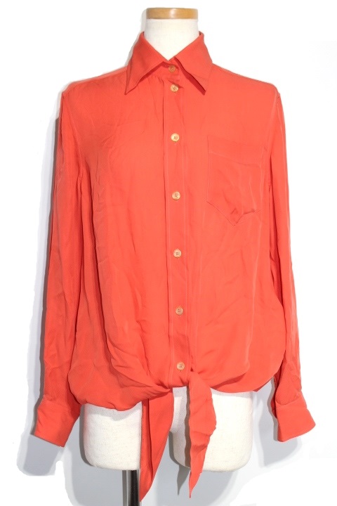 エルメス　トップス　シルク　36 HERMES エルメス トップス シャツ レディース36 オレンジ シルク